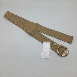 Lilly Pulitzer Arta Belt Size L XL Gold Metallic Woven Buckle Closure New